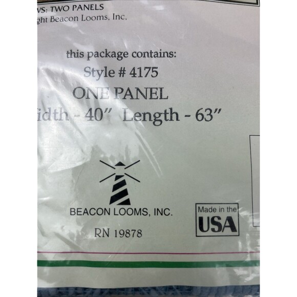 2 VTG Ames NOS Beacon Looms Blue Seashells Textured Curtain Panel W40xL63” USA - Picture 3 of 6